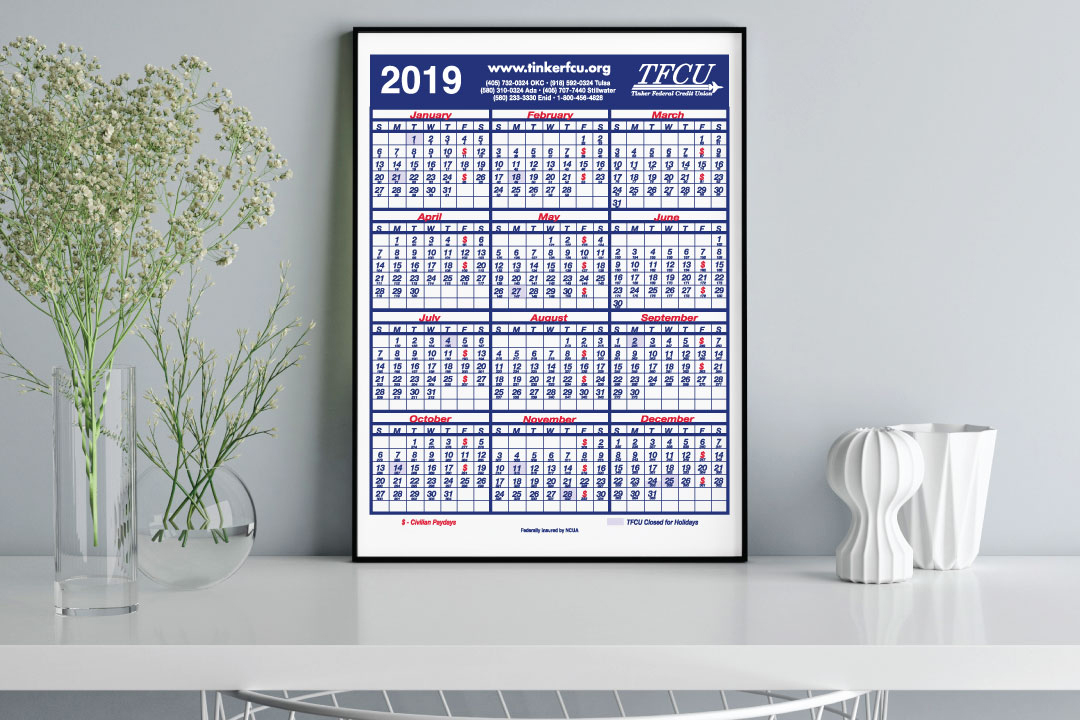2019CalendarDay Tinker Federal Credit Union
