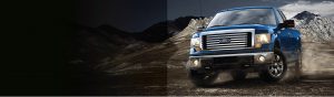 Blue truck driving