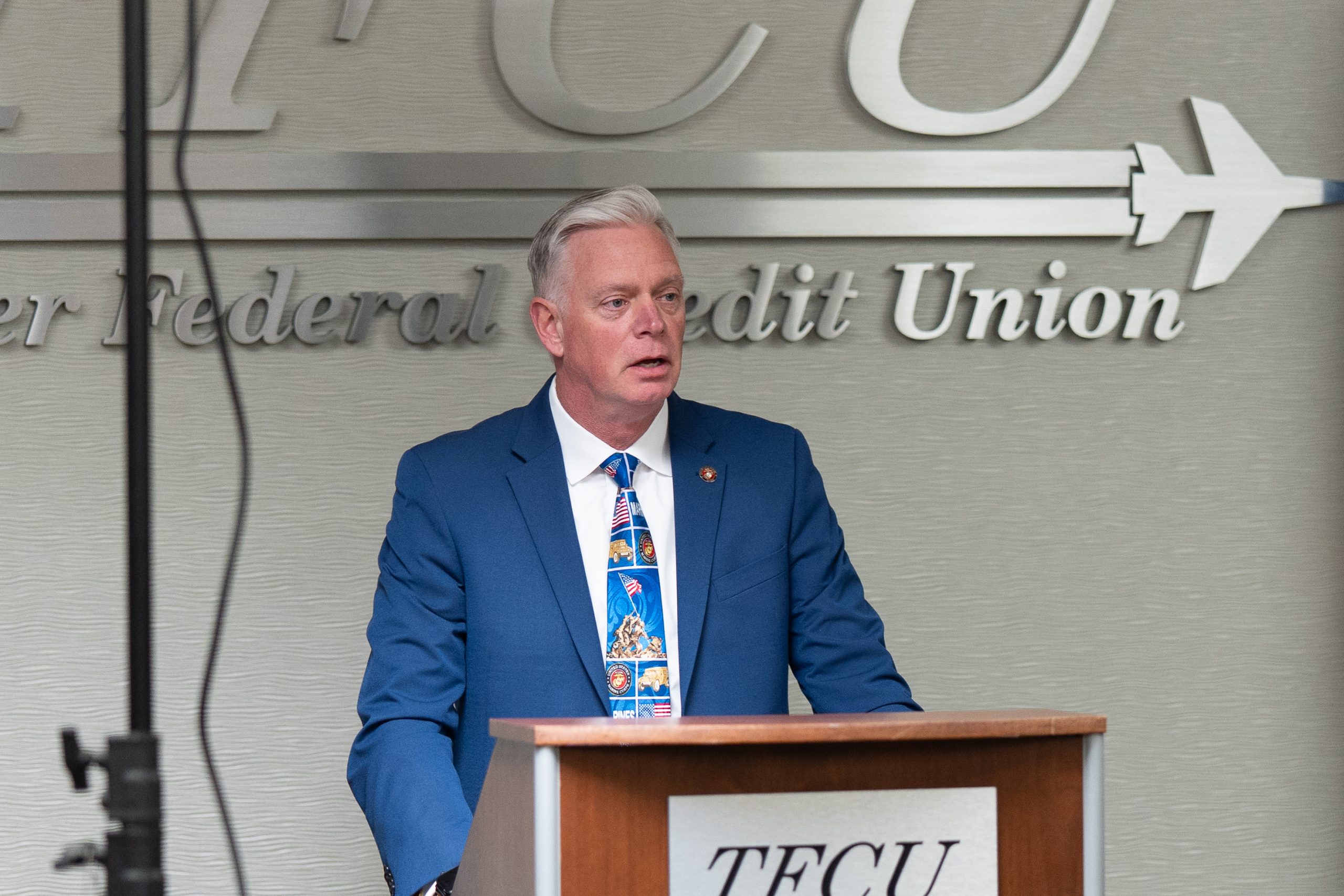 Dave at podium at TFCU annual meeting