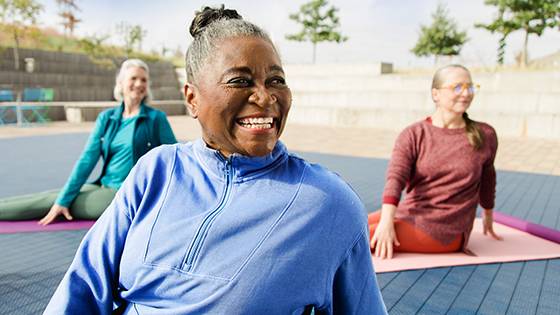 Women doing yoga