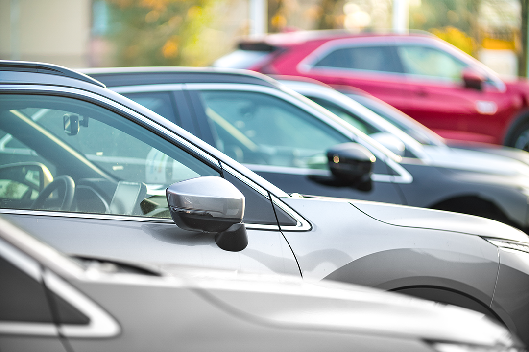 A line of vehicles