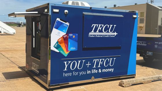 The mobile ATM by TFCU sits at a local event ready to be used by members.