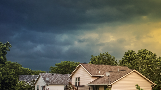 Stormy skies above a house
