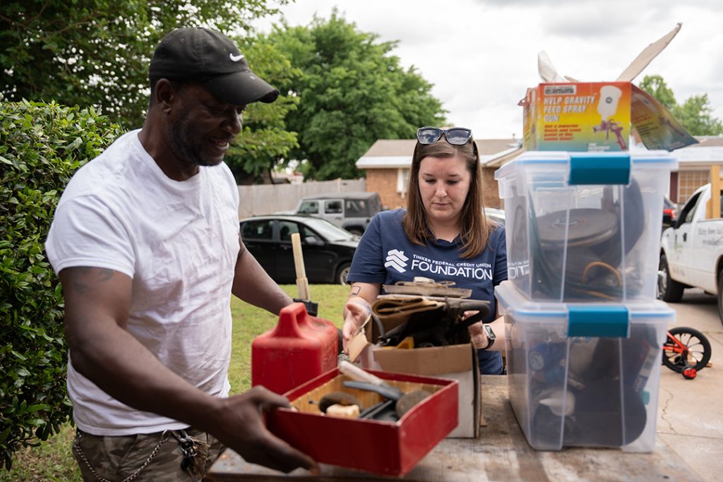Woman and man doing a home repair.