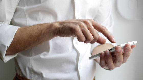 Man using a smart phone