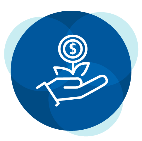 Hand with money flower icon