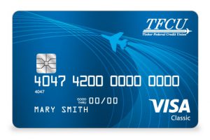 TFCU Signature Credit Card in striking bright blue