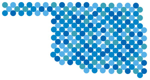 Oklahoma state shape in blue dots